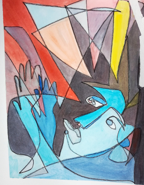 Eschru – Aquarell und Kohle auf Papier von Maximilian Schiesl